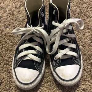 Kids Black High-Top Canvas Sneakers with White Accents